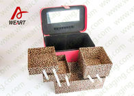Inside Leopard Fabric Cosmetic Drawer Paper Box , Recyclable Travel Makeup Organizer