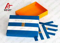 Hot Stamped Blue Foil Recycled Cardboard Gift Boxes With Lids Stripped Pattern