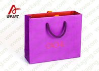 Coated Paper Reusable Christmas Shopping Bags , Cotton Rope Paper Carrier Bags