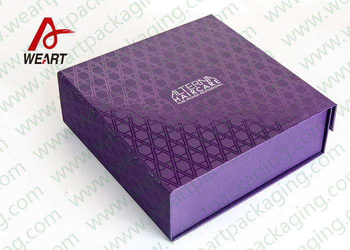 UV Varnish Automatic Purple Gift Foldable Paper Boxes With Lids