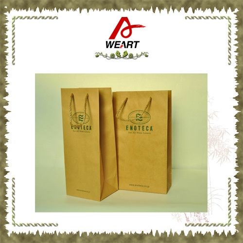 Promotional Kraft Paper Carrier Shopping Bags With Twisted Paper Handle