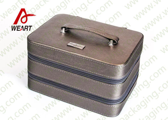 فضي / رمادي سطح شخصيتك ماكياج صندوق تخزين مستحضرات التجميل حالة OEM